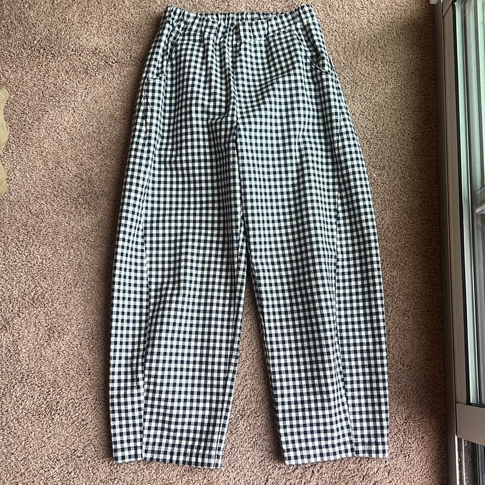 Le Bon Shoppe arc pants. Blue gingham. Size medium.